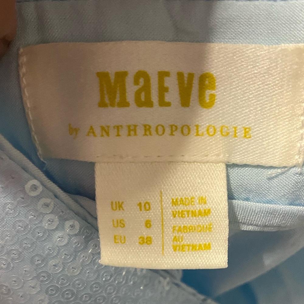 T36- MAEVE Baby Blue Sequined Pleated Wide Leg AVERY Trouser - Picture 7 of 9